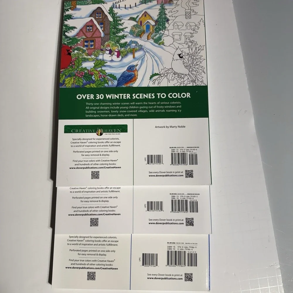 Adult Coloring Books Winter Themes Set Of 3, Snowflakes, Winter Scapes, Scenes